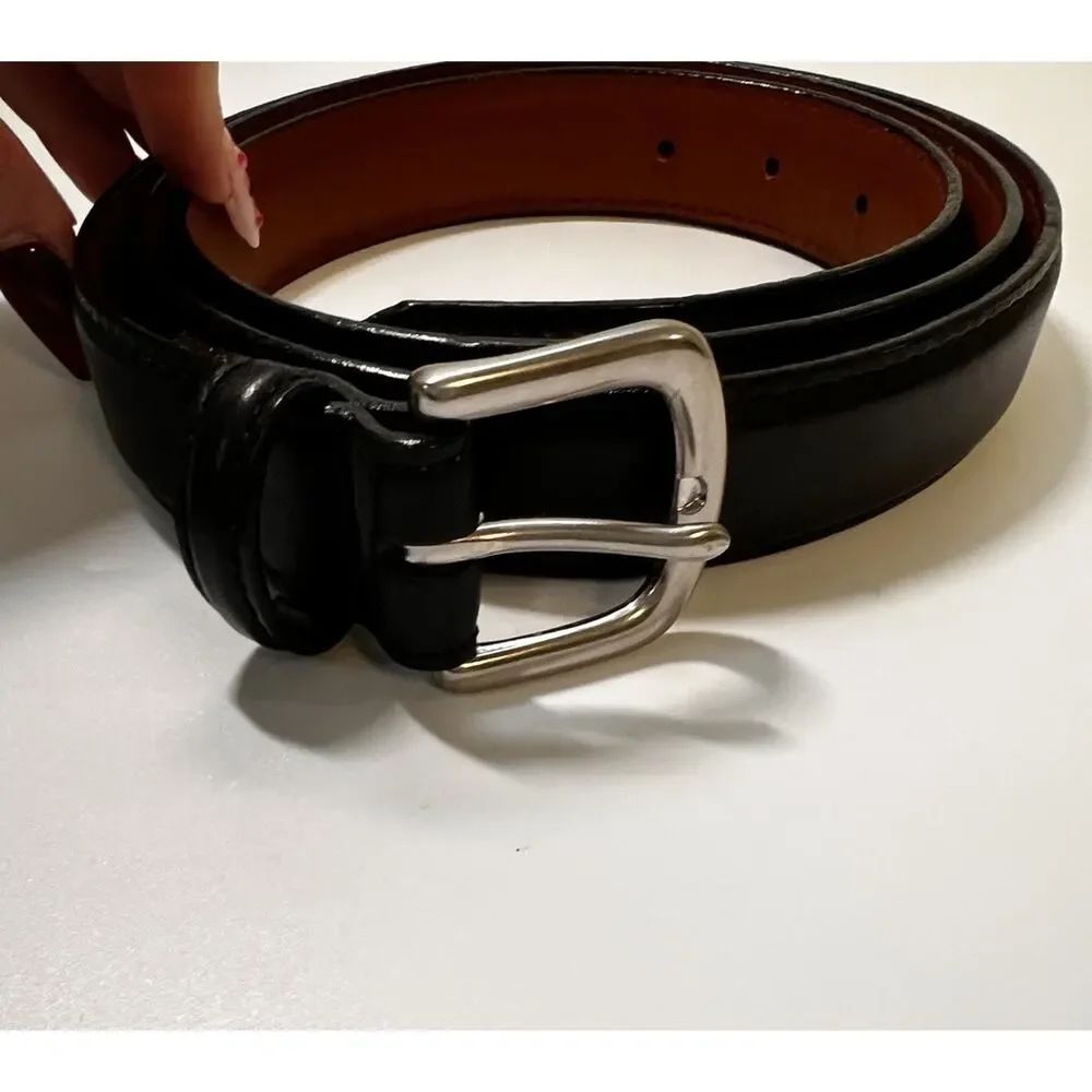 LL Bean Men’s Black Full Grain Leather Belt Made‎ in USA Sz 45”-49” Classic